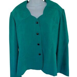 788) R&K Originals Paris Green Button down Blazer Size 18